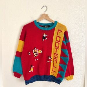 VINTAGE RARE Raquel handmade color block 3D FOOTBALL sweater / size M